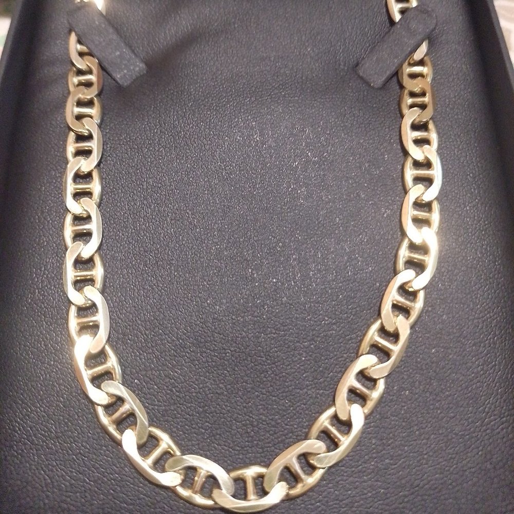 Primavera Italy 24K Gold over Silver Mariner Chain 24'